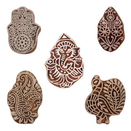 Set of 5 Piece New Mix Wooden Printing Blocks